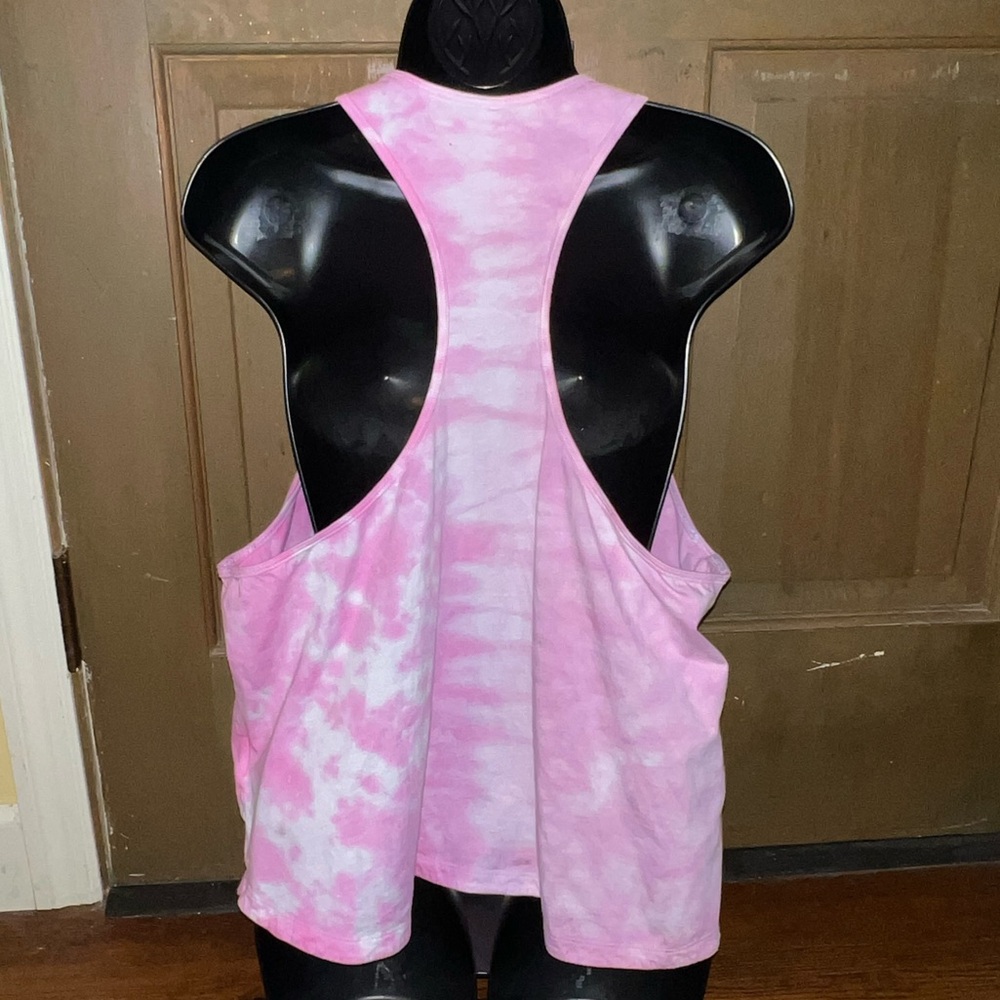Adidas Active Pink White Gradient Tie Dye Razor Back Sporty Tank Top Size 1X - Picture 4 of 10